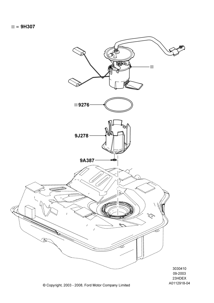 10A - Fuel Pump And Sender Unit, 2.3L Duratec-HE (145PS) - MI4; 04/SEP/2003-27/AUG/2007