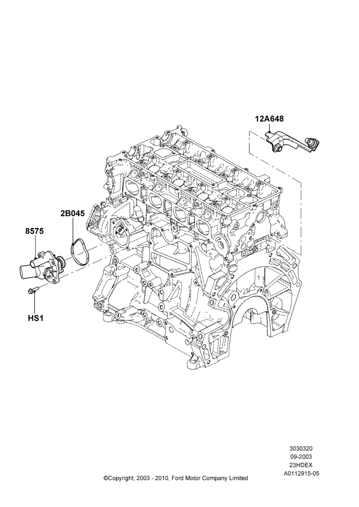 20A - Thermostat/Housing & Related Parts, 2.3L Duratec-HE (145PS) - MI4; 04/SEP/2003-27/AUG/2007