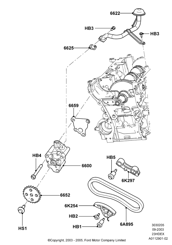 05A - Oil Pump, 2.3L Duratec-HE (145PS) - MI4; 04/SEP/2003-27/AUG/2007