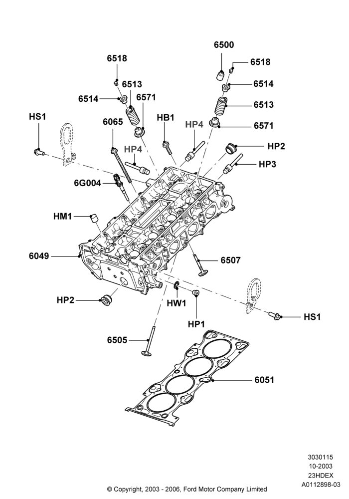 15A - Cylinder Head, 2.3L Duratec-HE (145PS) - MI4; 04/SEP/2003-27/AUG/2007