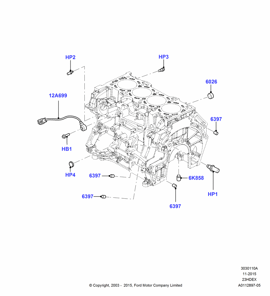 10A - Cylinder Block and Plugs, 2.3L Duratec-HE (145PS) - MI4; 04/SEP/2003-27/AUG/2007