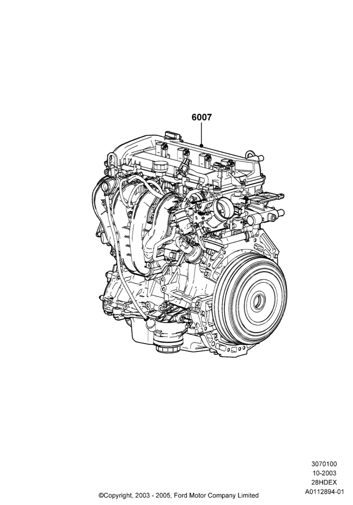 00A - Engine Assy Fully Dressed, 2.3L Duratec-HE (145PS) - MI4; 04/SEP/2003-27/AUG/2007