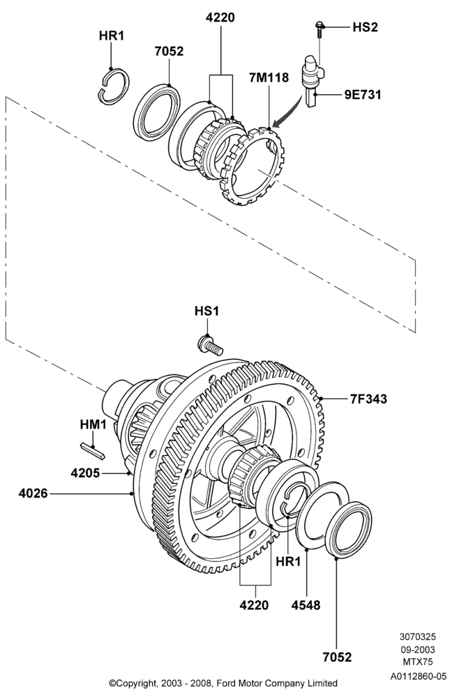 25B - Manual Transaxle Diff. Components, 5-Speed Manual Trans - MTX75; 04/SEP/2003-07/DEC/2010