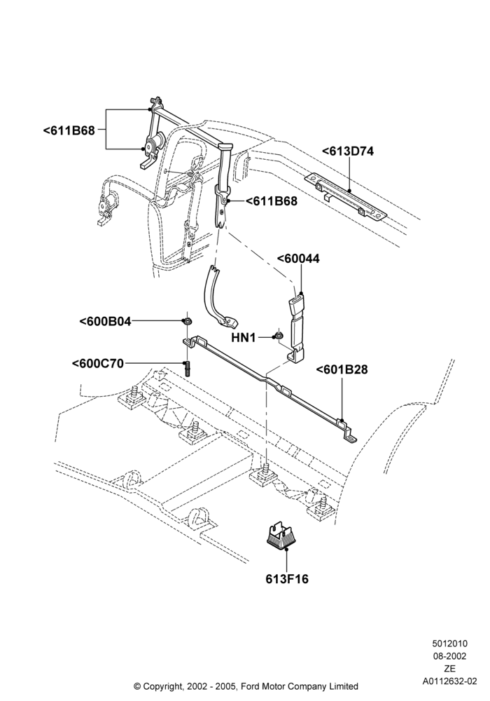 10C - Rear Seat Belts, Coupe; 05/AUG/2002-12/MAY/2004