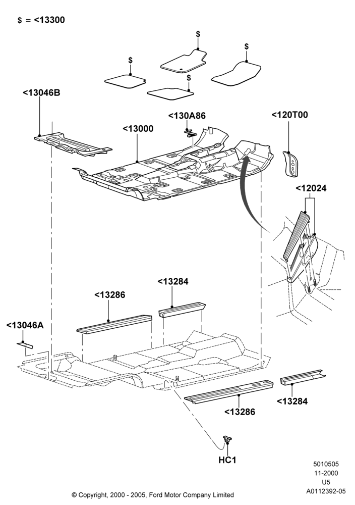 05B - Floor Trim, RHD, Factory Installed; 13/NOV/2000-19/JUL/2005