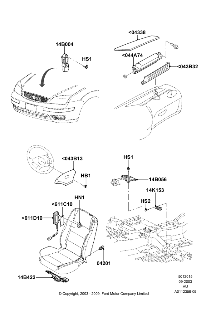 15A - Airbag System, 3 Door; 04/SEP/2003-27/AUG/2007