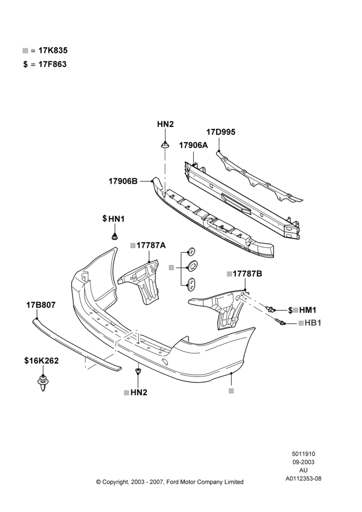 10D - Rear Bumper, 4 Door Wagon; 04/SEP/2003-27/AUG/2007