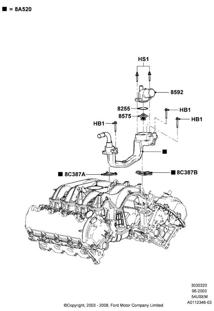 Thermostat/Housing & Related Parts, 5.4L 3V V8