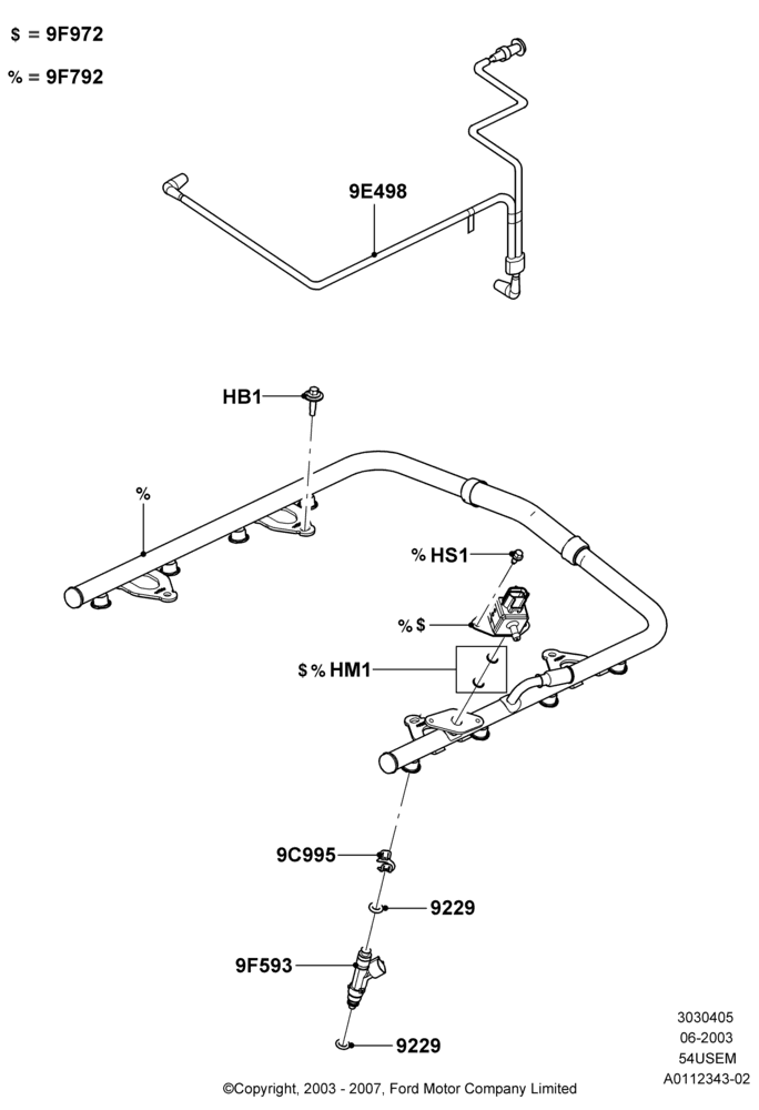 05B - Fuel Injectors and Pipes, 5.4L 3V V8; 02/JUN/2003-23/AUG/2004