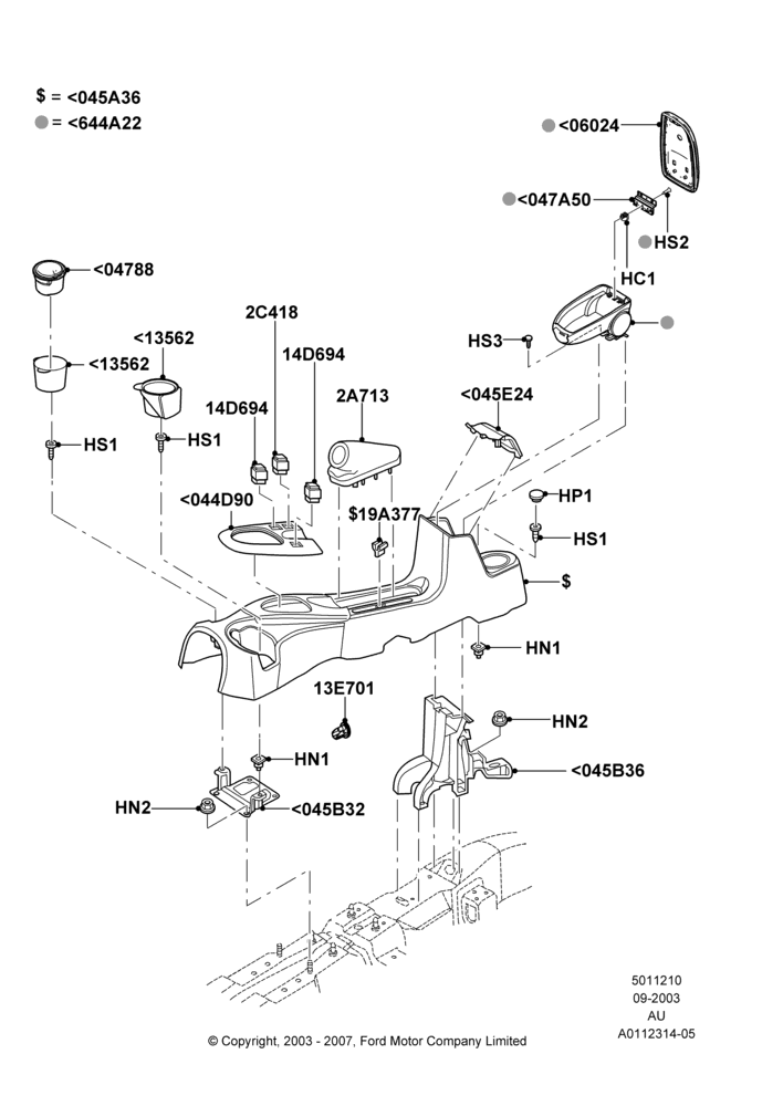 10B - Console - Floor, Full Floor Console With Armrest; 04/SEP/2003-27/AUG/2007