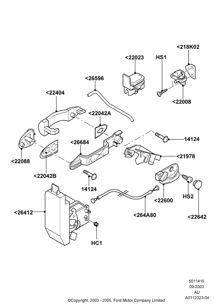15A - Rear Door Lock Controls, Less 3 Door SVT/ 5 Door SVT/ ST, Less ST Version; 04/SEP/2003-27/AUG/2007