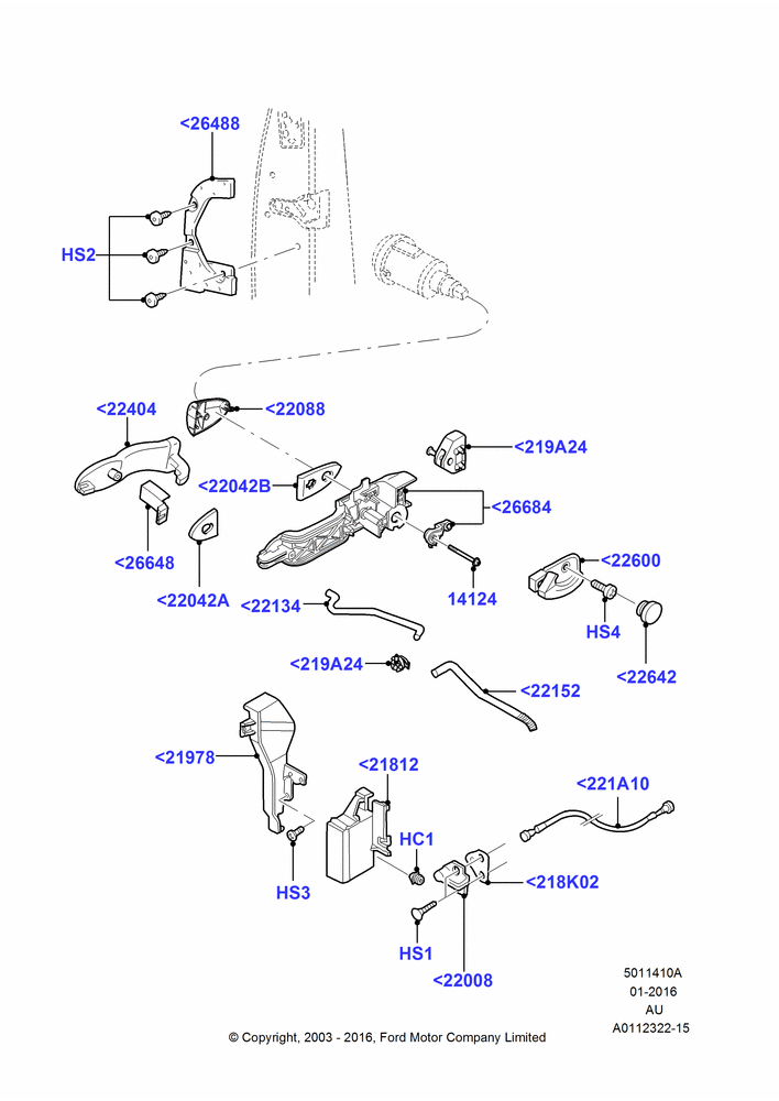 10A - Front Door Lock Controls, Less 3 Door SVT/ 5 Door SVT/ ST; 04/SEP/2003-27/AUG/2007