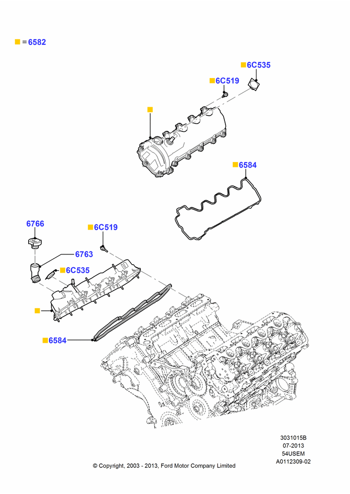 15B - Cylinder Head Cover, 5.4L 3V V8; 02/JUN/2003-18/AUG/2008