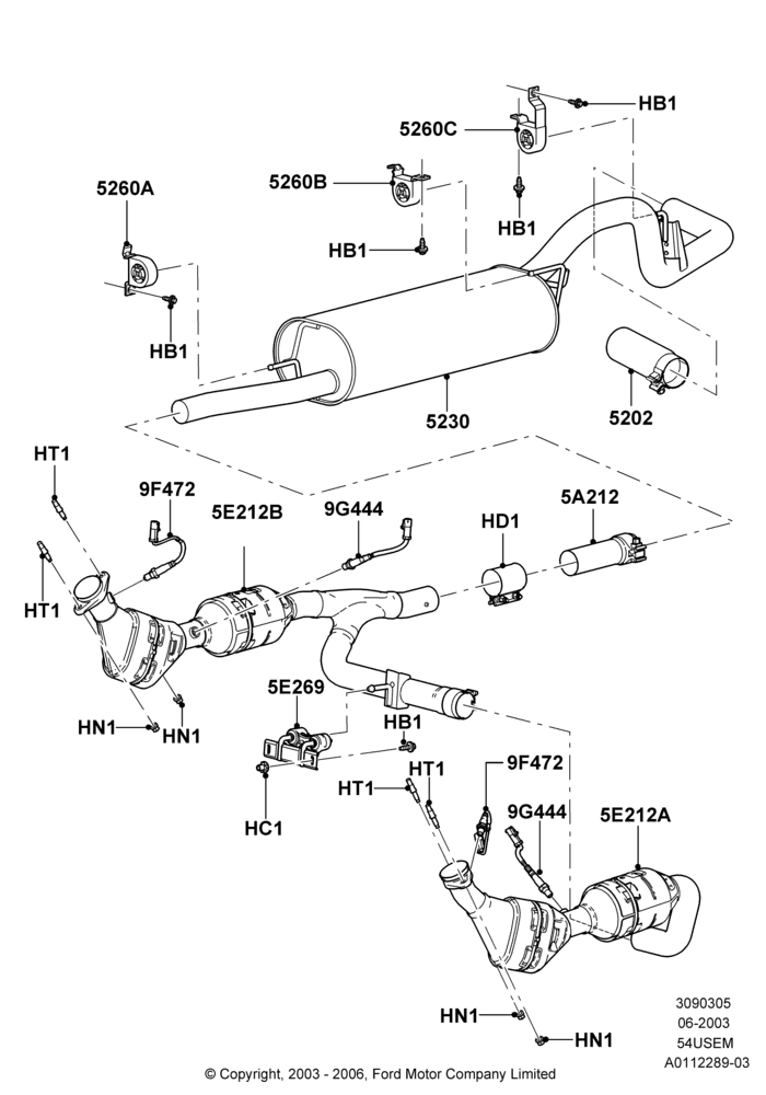 Exhaust System, 5.4L 3V V8