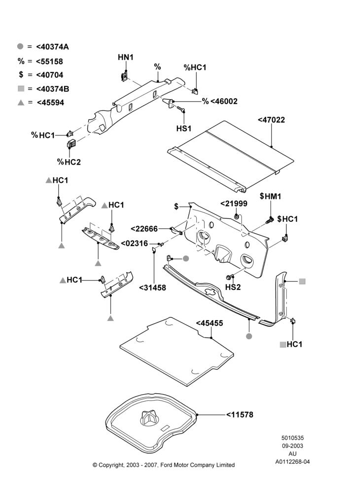 35B - Load Compartment Trim, 4 Door Wagon; 04/SEP/2003-27/AUG/2007