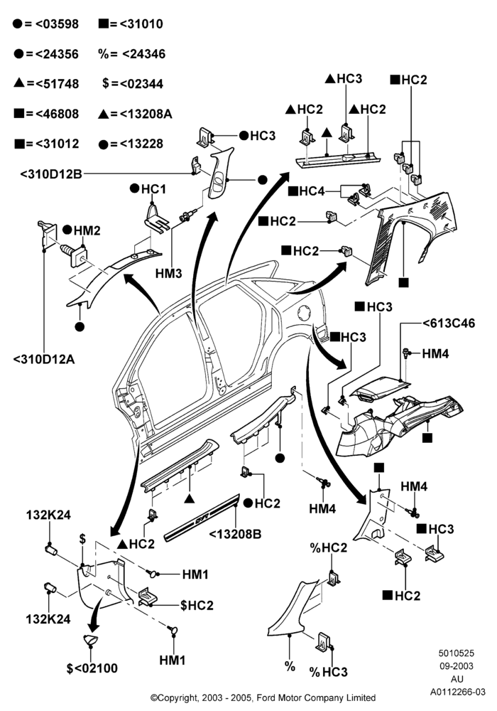 25D - Side Trim, 5 Door Sedan; 04/SEP/2003-05/APR/2004