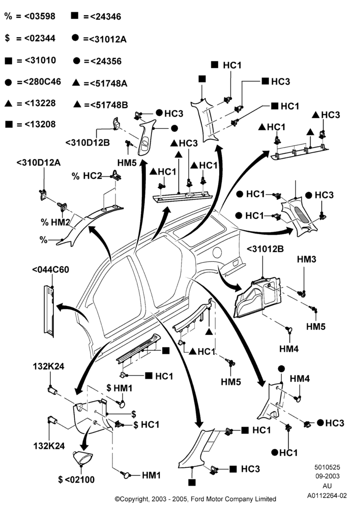 25B - Side Trim, 4 Door Wagon; 04/SEP/2003-05/APR/2004