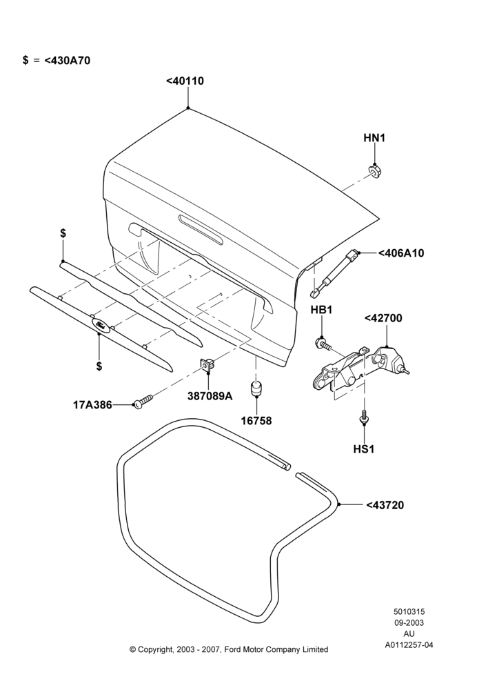 15C - Luggage Compartment Door, 4 Door Sedan; 04/SEP/2003-27/AUG/2007