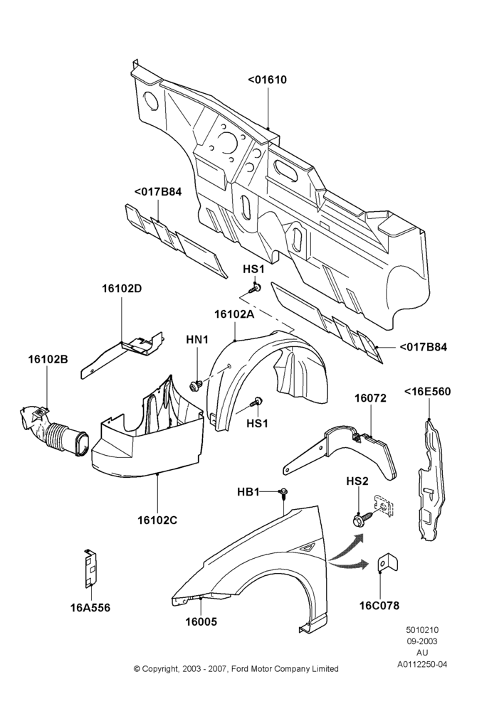 10A - Dash Panel and Front Fenders, PZEV Evaporative Emission; 04/SEP/2003-05/APR/2004