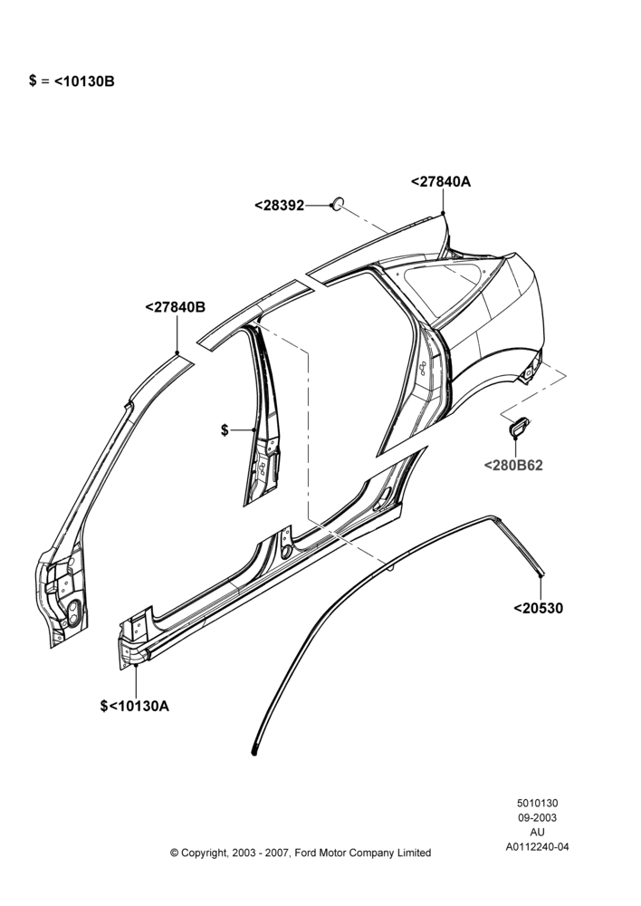 30D - Side Panels - Outer, 5 Door Sedan; 04/SEP/2003-27/AUG/2007