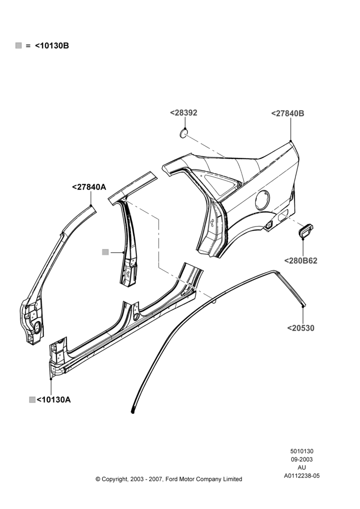 30B - Side Panels - Outer, 4 Door Sedan; 04/SEP/2003-27/AUG/2007