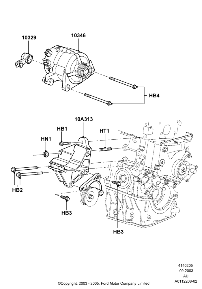 05C - Alternator and Mountings, 2.0L Zetec VVT (170PS); 04/SEP/2003-05/APR/2004
