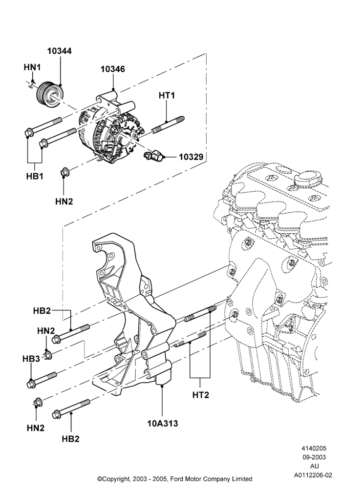 05A - Alternator and Mountings, CVH 2.0  EFI; 04/SEP/2003-05/APR/2004