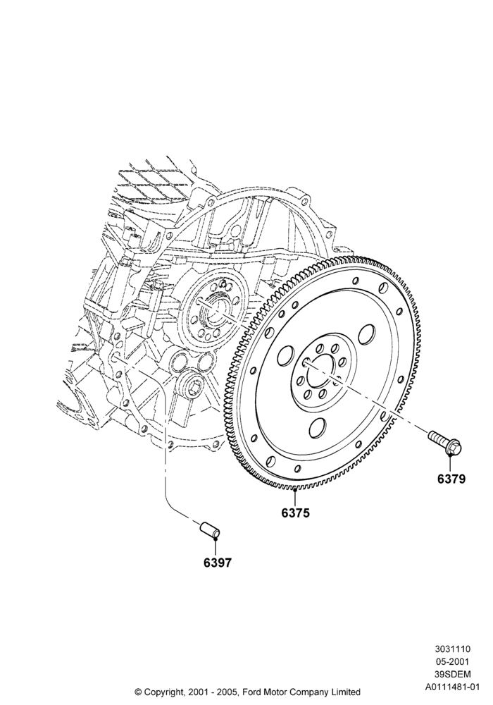 10B - Flywheel, 3.9L Dohc EFI NA V8 Gas*HP; 04/JUN/2001-01/JUL/2005