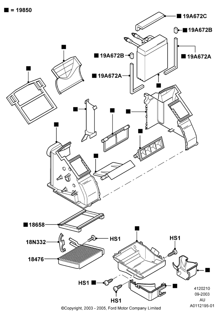 10A - Heater/Air Cond.Internal Components, With Air Conditioning; 04/SEP/2003-27/AUG/2007