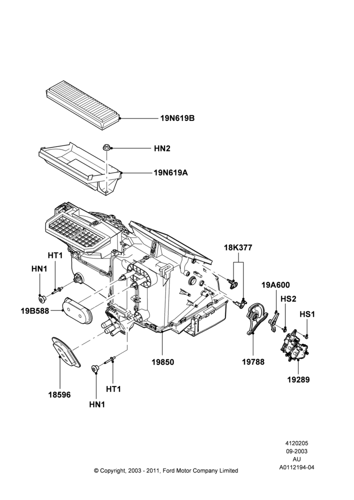 05A - Heater/Air Cond.External Components, With Air Conditioning; 04/SEP/2003-03/MAR/2004