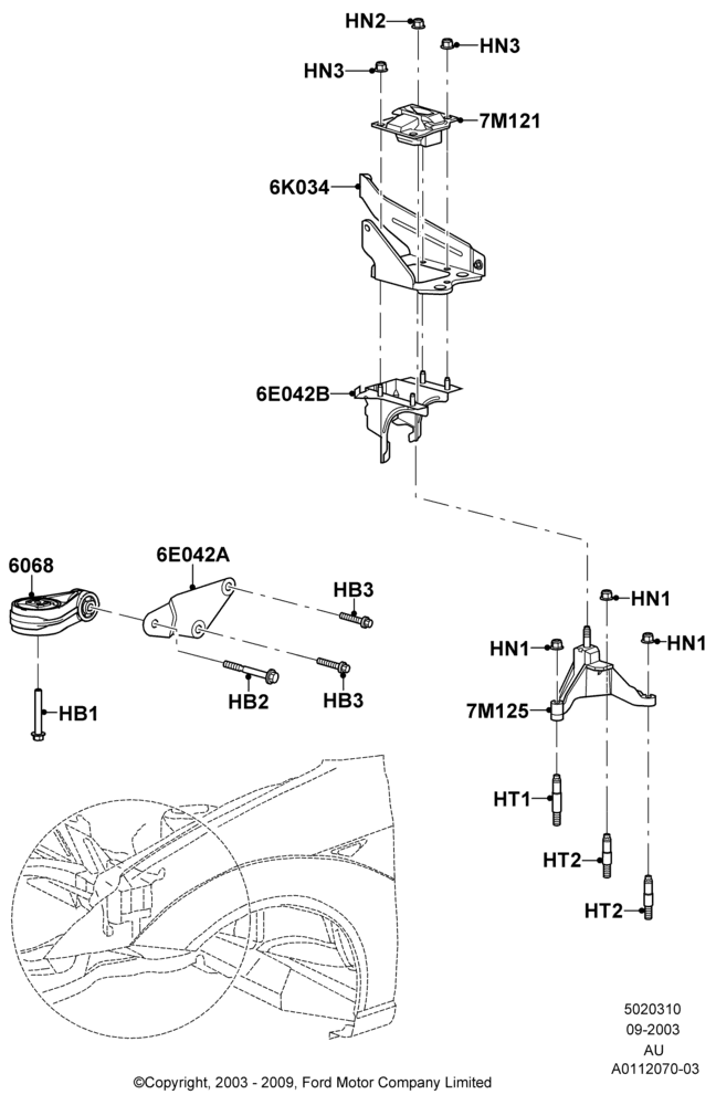10A - Transmission Mounting, 6 Speed Manual Transmission, SVT 3 Door, SVT 5 Door; 04/SEP/2003-05/APR/2004