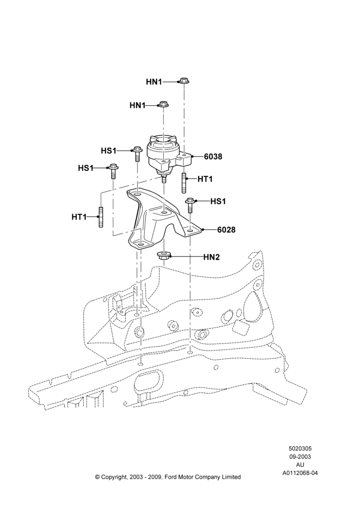 05A - Engine Mounting, All 2.0L Zetec Engines; 04/SEP/2003-05/APR/2004