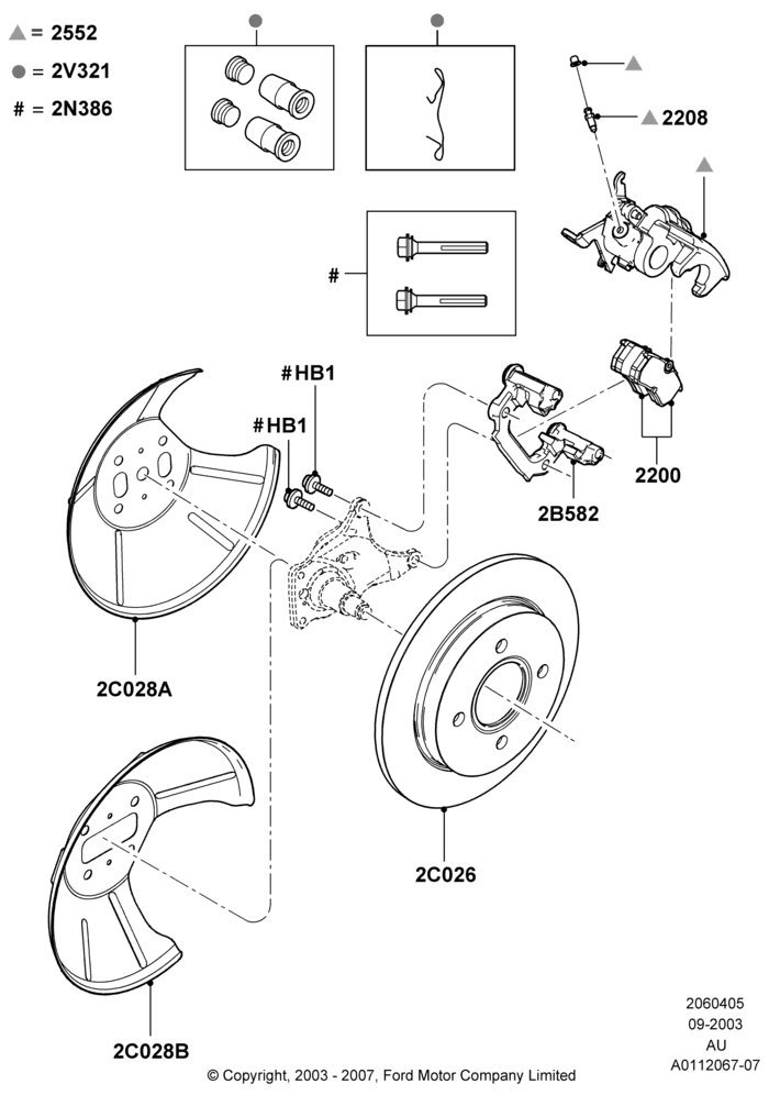 05 - Rear Brake Discs and Calipers, With Rear Disc Brakes; 04/SEP/2003-27/AUG/2007