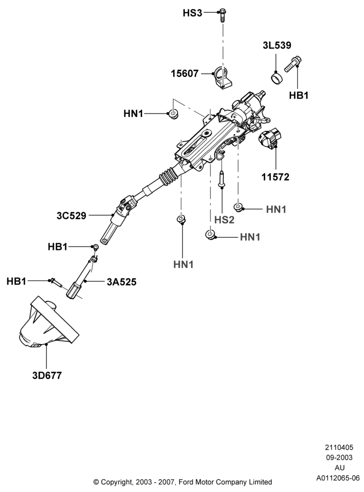 05A - Steering Column; 04/SEP/2003-27/AUG/2007