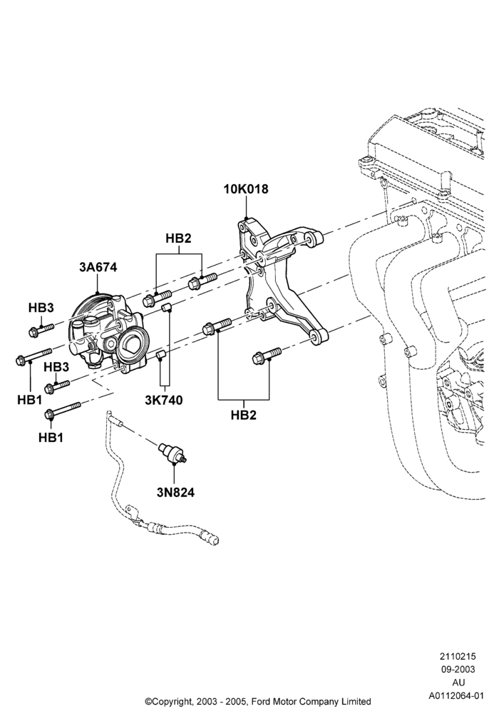 15A - Power Steering Pump Mounting; 04/SEP/2003-27/AUG/2007