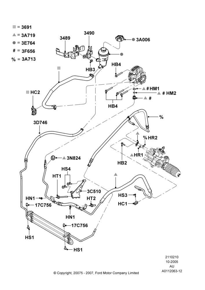 10A - Supply & Return Hoses - Power Strg; 04/SEP/2003-03/OCT/2005