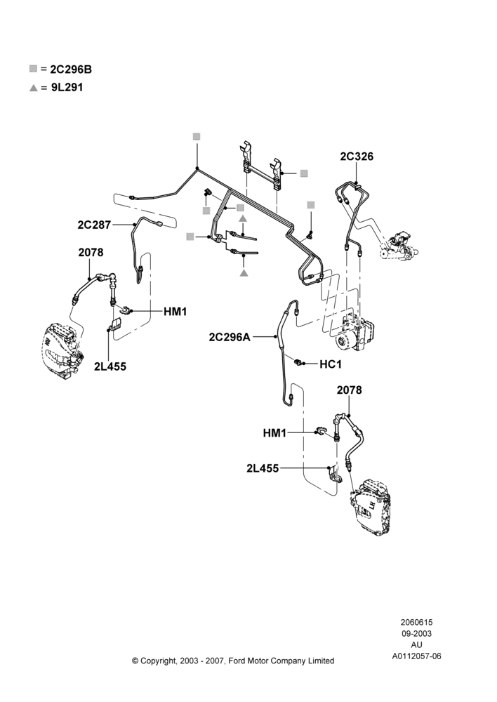 15A - FRONT BRAKE LINES, 4 Wheel Anti-Lock Braking System; 04/SEP/2003-27/AUG/2007