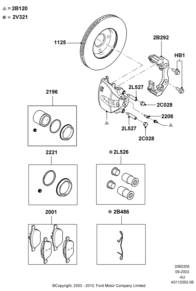 05A - Front Brake Discs and Calipers; 04/SEP/2003-27/AUG/2007