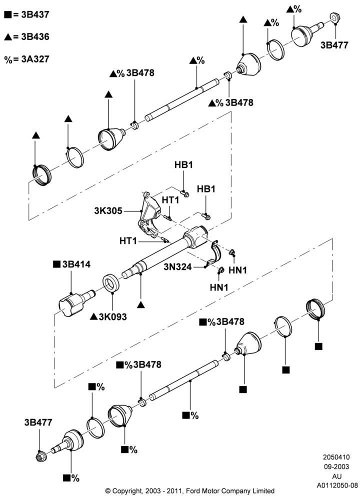10A - Drive Shaft - Front Axle Drive; 04/SEP/2003-18/JUL/2005