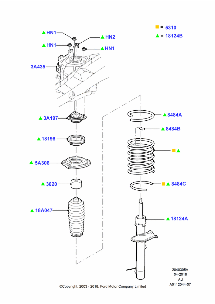 05A - Front Suspension Struts and Springs; 04/SEP/2003-27/AUG/2007