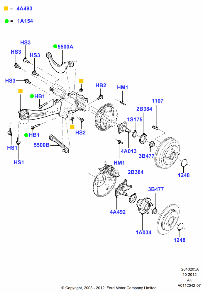 05A - Rear Knuckle and Suspension Arms; 04/SEP/2003-27/AUG/2007
