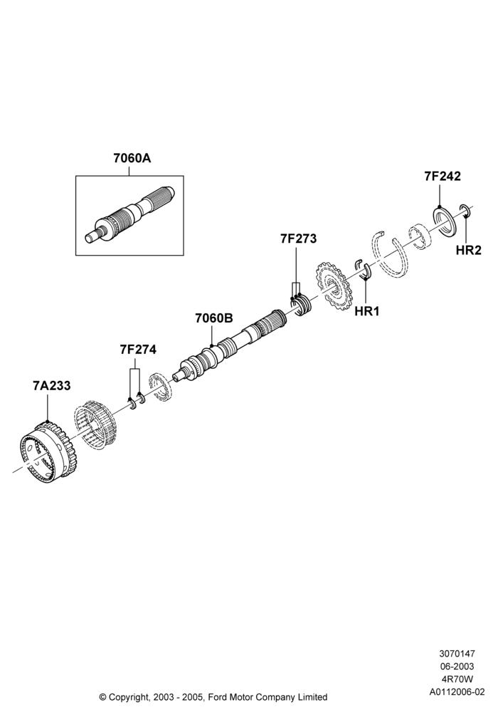 47B - Output Shafts, 4R70/4R75 W/E 4 Speed Trans; 02/JUN/2003-23/DEC/2014
