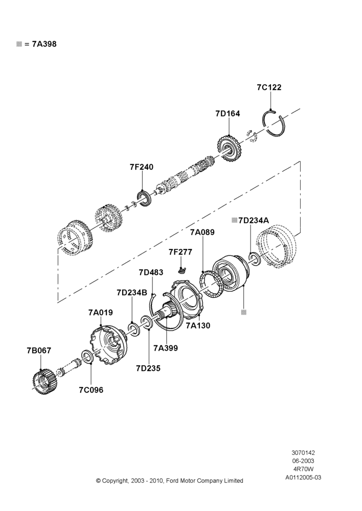 42B - Planetary Gear Sets, 4R70/4R75 W/E 4 Speed Trans; 02/JUN/2003-23/DEC/2014