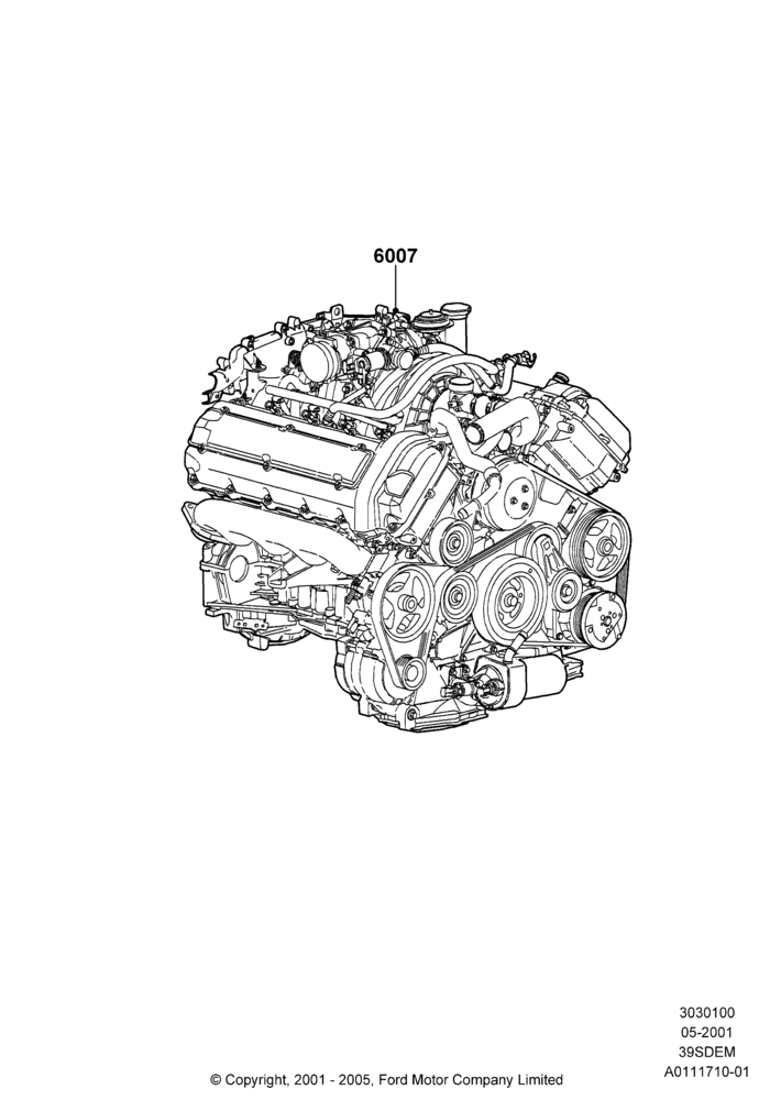 00B - Engine Assy Fully Dressed, 3.9L Dohc EFI NA V8 Gas*HP; 04/JUN/2001-01/JUL/2005