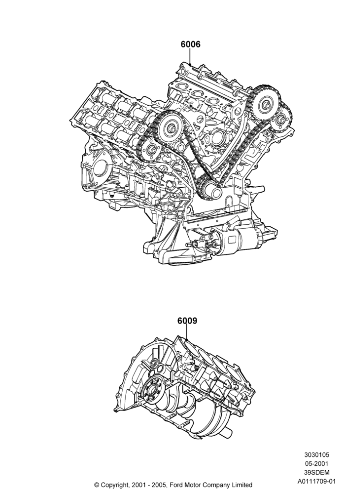 05B - Service Engine and Short Block, 3.9L Dohc EFI NA V8 Gas*HP; 04/JUN/2001-01/JUL/2005
