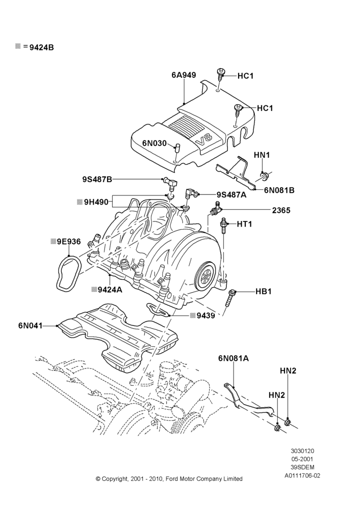 20B - Intake Manifold, 3.9L Dohc EFI NA V8 Gas*HP; 04/JUN/2001-18/NOV/2002