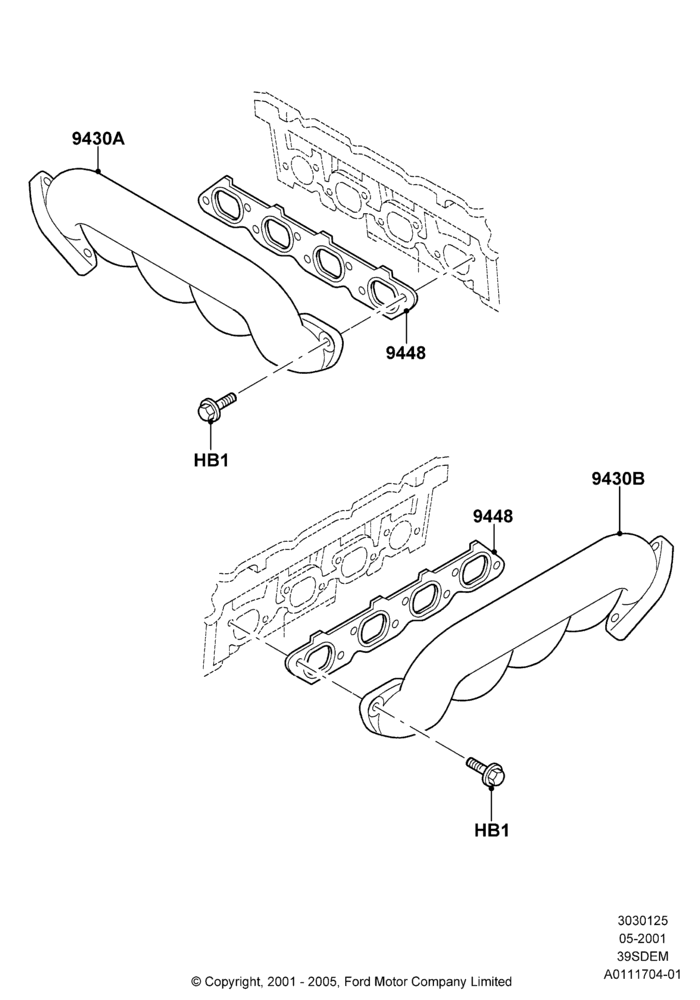 25B - Exhaust Manifold, 3.9L Dohc EFI NA V8 Gas*HP; 04/JUN/2001-18/NOV/2002