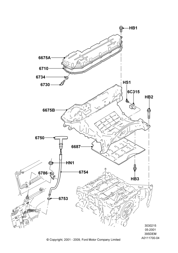 15B - Oil Pan/Oil Level Indicator, 3.9L Dohc EFI NA V8 Gas*HP; 04/JUN/2001-01/JUL/2005