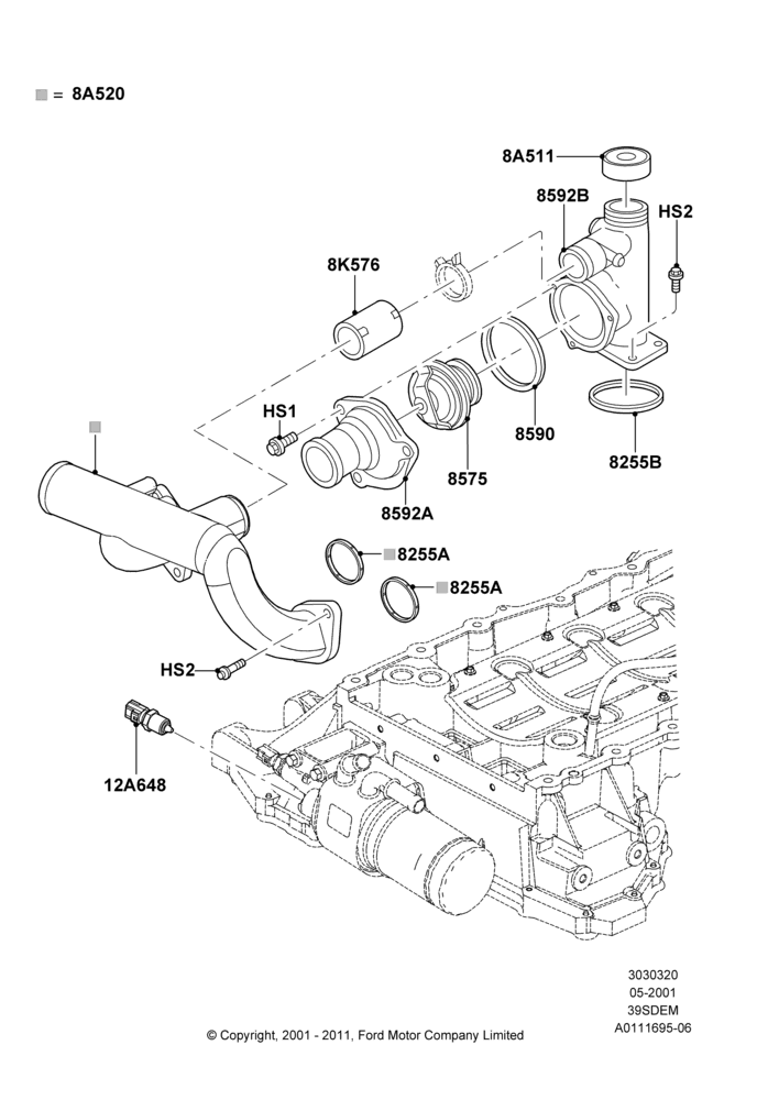 20B - Thermostat/Housing & Related Parts, 3.9L Dohc EFI NA V8 Gas*HP; 04/JUN/2001-18/NOV/2002