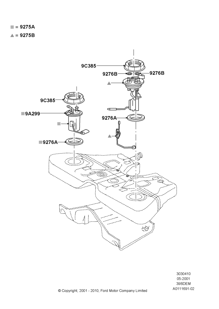 10B - Fuel Pump And Sender Unit, 3.9L Dohc EFI NA V8 Gas*HP; 04/JUN/2001-18/NOV/2002